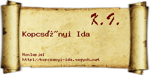 Kopcsányi Ida névjegykártya